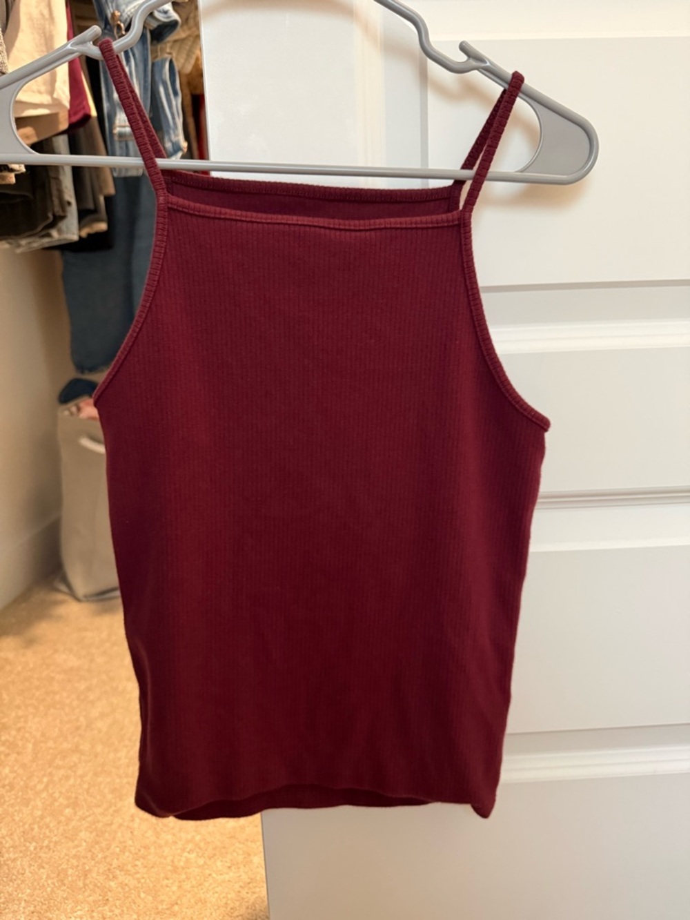 Women’s Burgundy Ribbed Tank Top